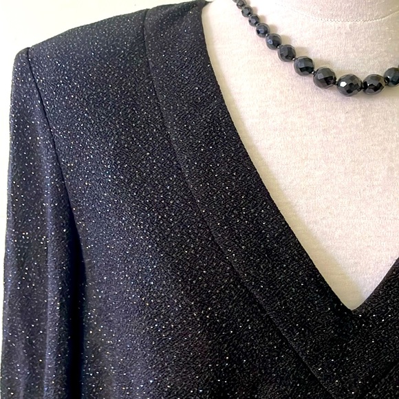 🇨🇦 Victor Costa/En Français Vintage Black Sparkly Knit V-Neck Tunic, Size 1X - Picture 6 of 16